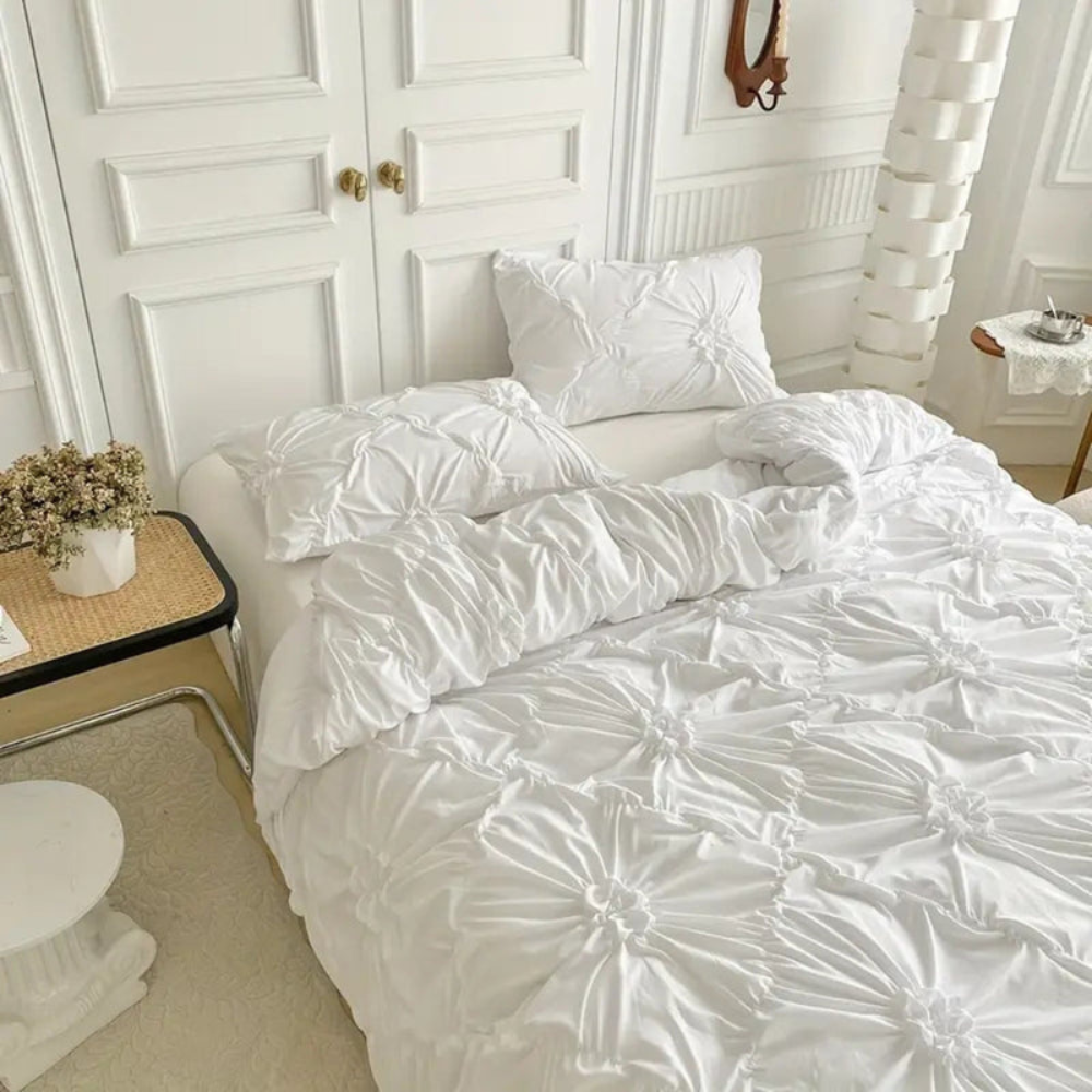 Decorative Quilt Cover Set Elegant Ruffle Pleats