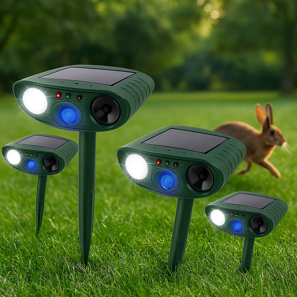 Solar Powered Ultrasonic Rabbit Repeller Humane Garden Protection