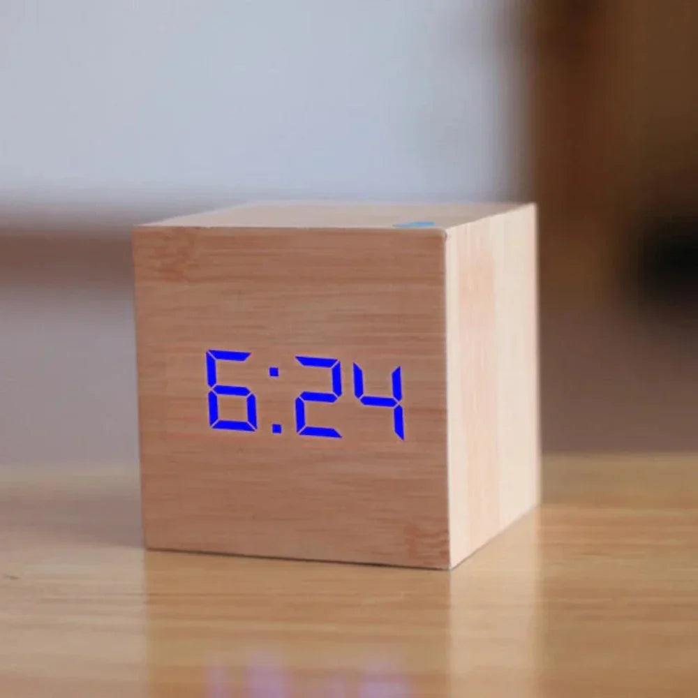 Mini LED Alarm Clock Compact Desk Clock with Night Mode