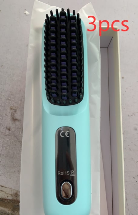 Cordless Hair Straightener Brush with Portable Wireless Design and Digital Temperature Display