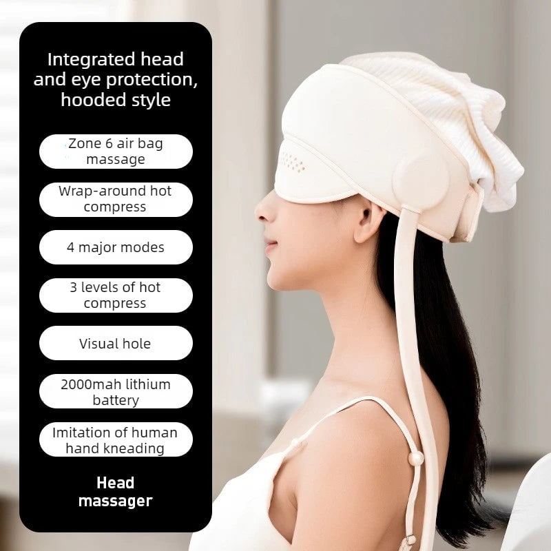 Electric Head and Scalp Massager Air Compression Eye Visor and Heat Spa