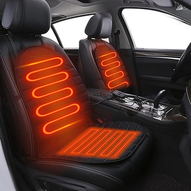 Heated Car Seat Cover and Cushion with Backrest Support 12v Quilted with Two Heat Settings