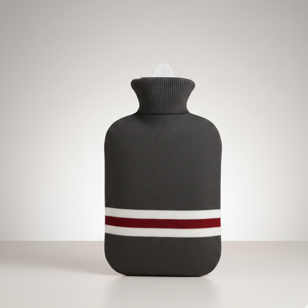 Hot Water Bottle with Knitted Cover Striped Pattern Removable Design 2l