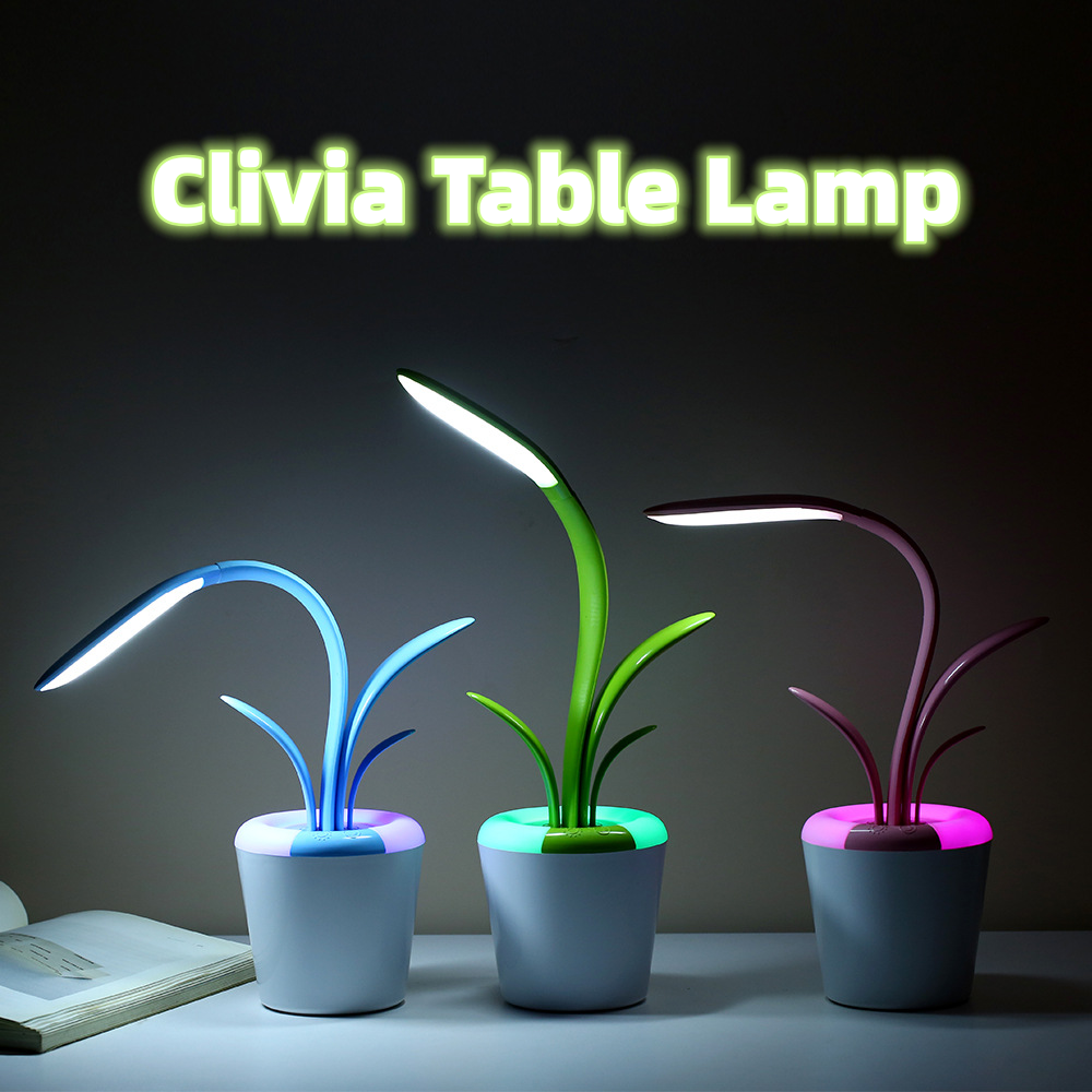 Kids' Plant Desk Lamp with LED Light Flexible Gooseneck Rechargeable Battery and USB Charging