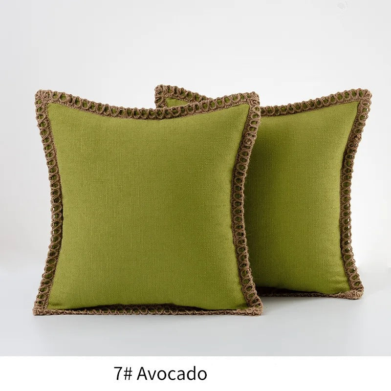 Square Cushion Cover Classic Grey and Red Decorative Style