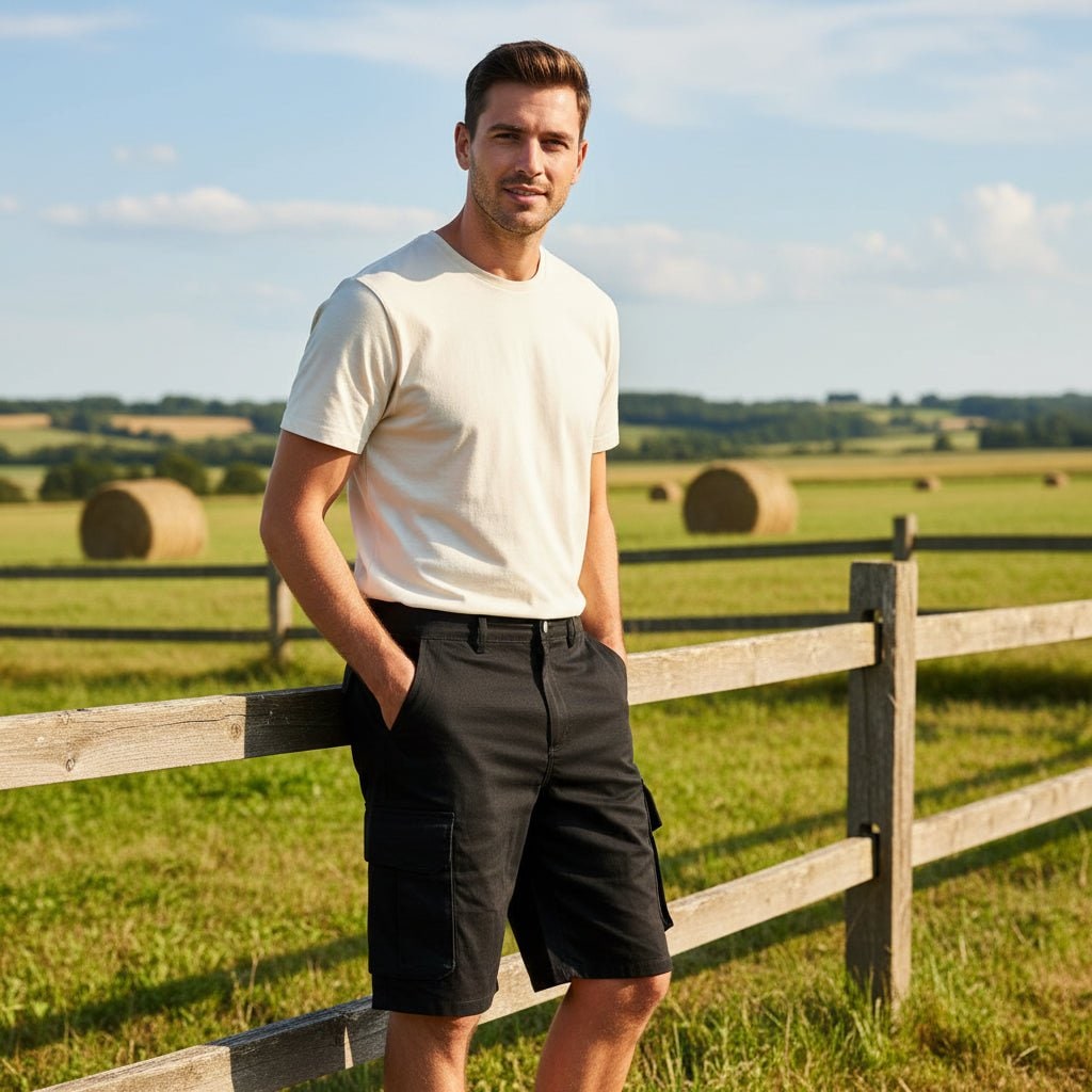 Mens Cargo Shorts Work Lightweight Side Pockets Belt Included Outdoor