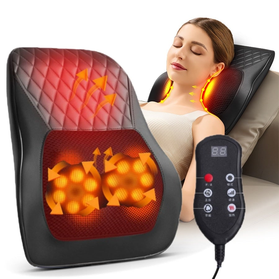 Neck Massager and Massage Pillow with Shiatsu Heated Cushion for Shoulder Relief