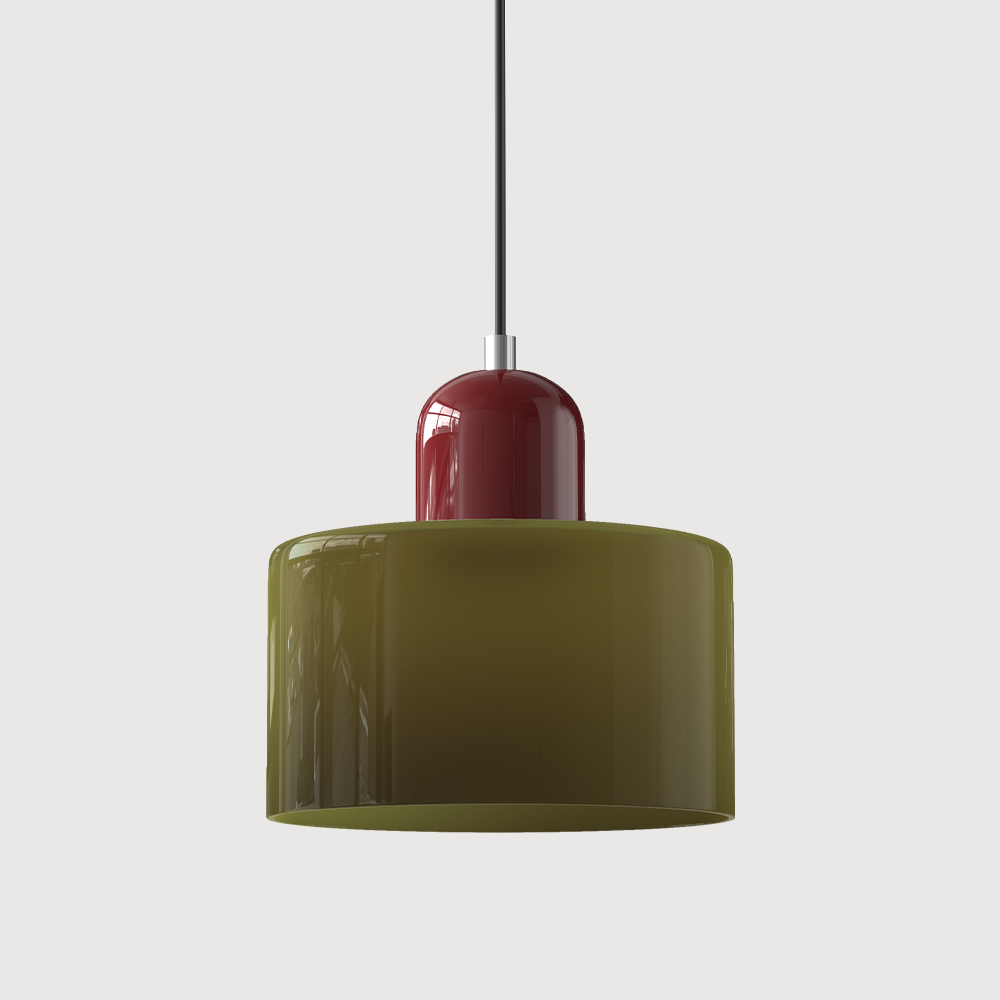 Mid-Century Modern Pendant Light Fixture with Warm White and Two-Tier Frosted Glass Shade