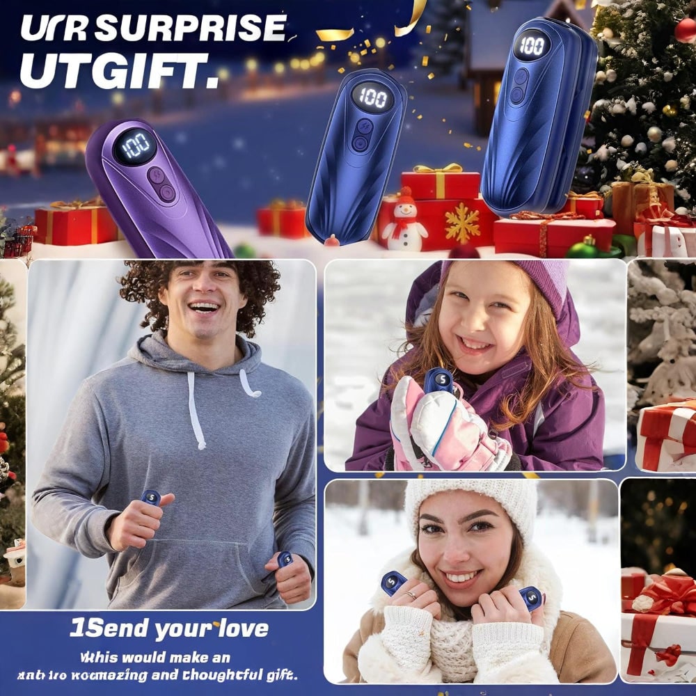 Rechargeable Electric Hand Warmers with LED Display Reusable Portable Pocket Heater Set of 2