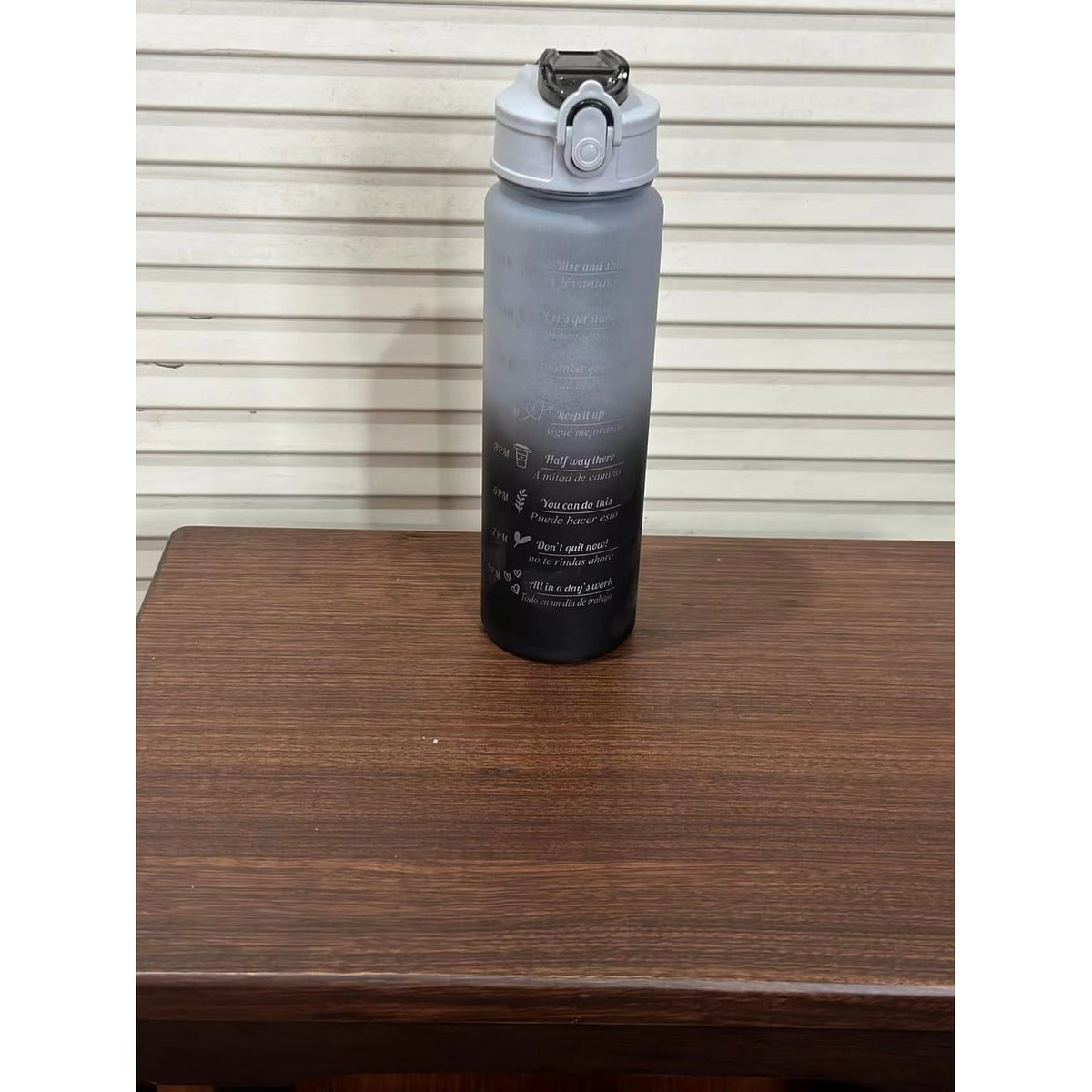 Sports Water Bottle with Time Markings Motivational Frosted Flip-Top Lid