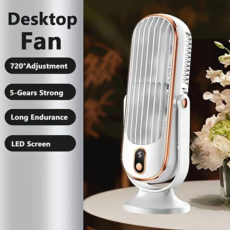 Portable 5-Speed Air Cooler & USB Desk Fan with Rechargeable Battery