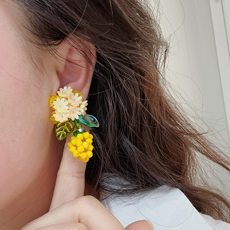 Crystal Handmade Beaded Braided Earrings