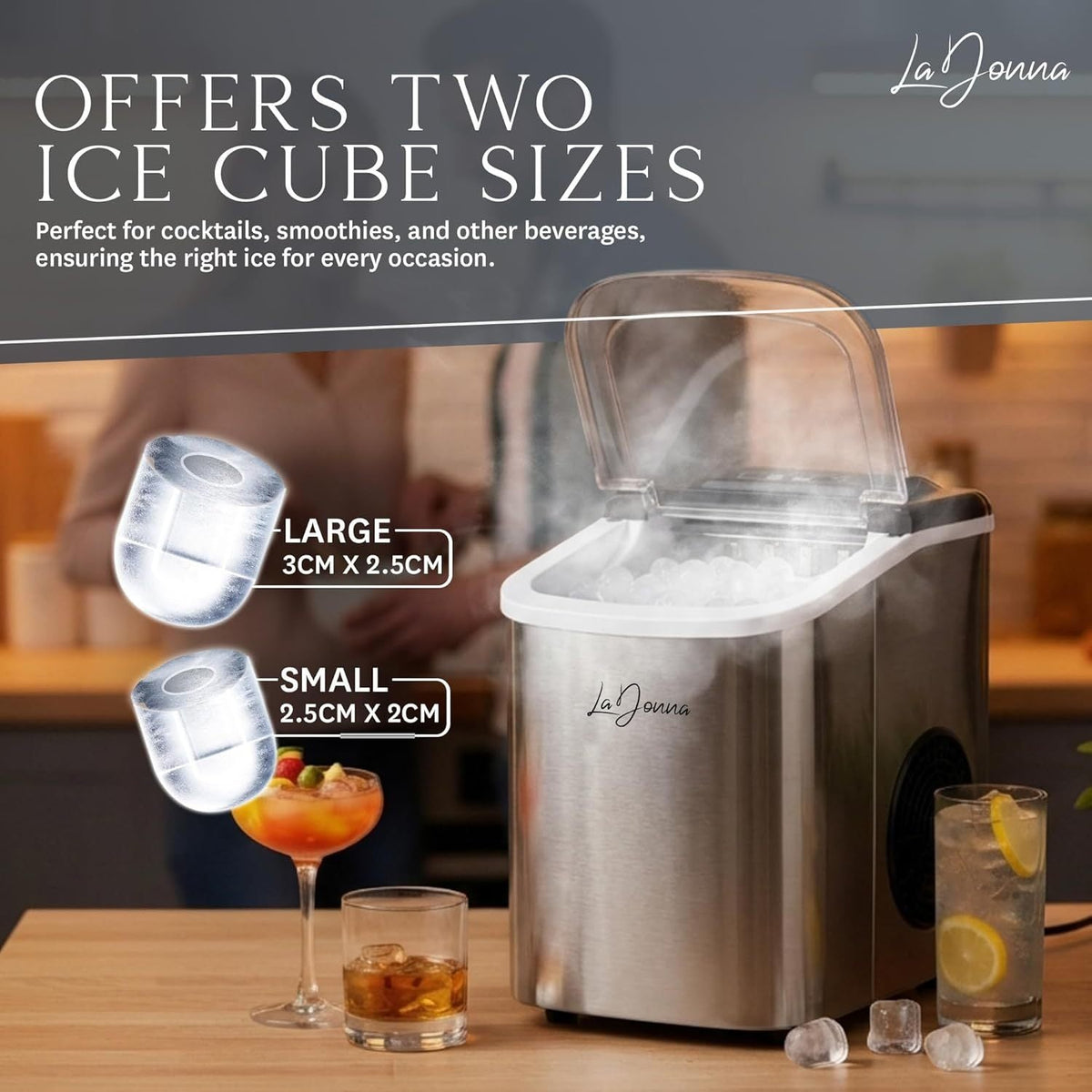 Portable Ice Maker Machine with Self-Cleaning & Dual Ice Sizes