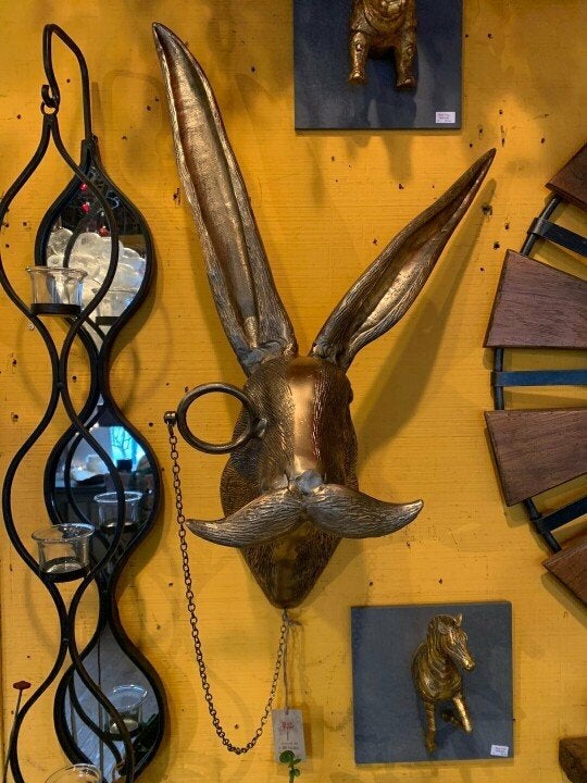Decorative Deer Head Sculpture Rustic Textured Antler Wall Piece
