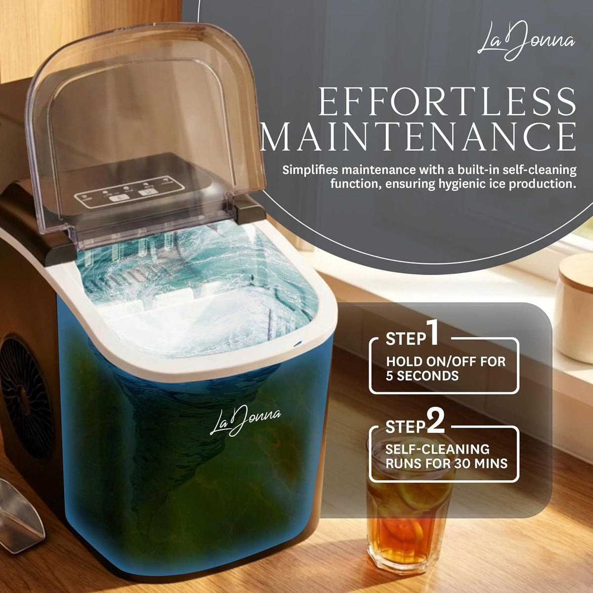 Portable Ice Maker Machine with Self-Cleaning & Dual Ice Sizes