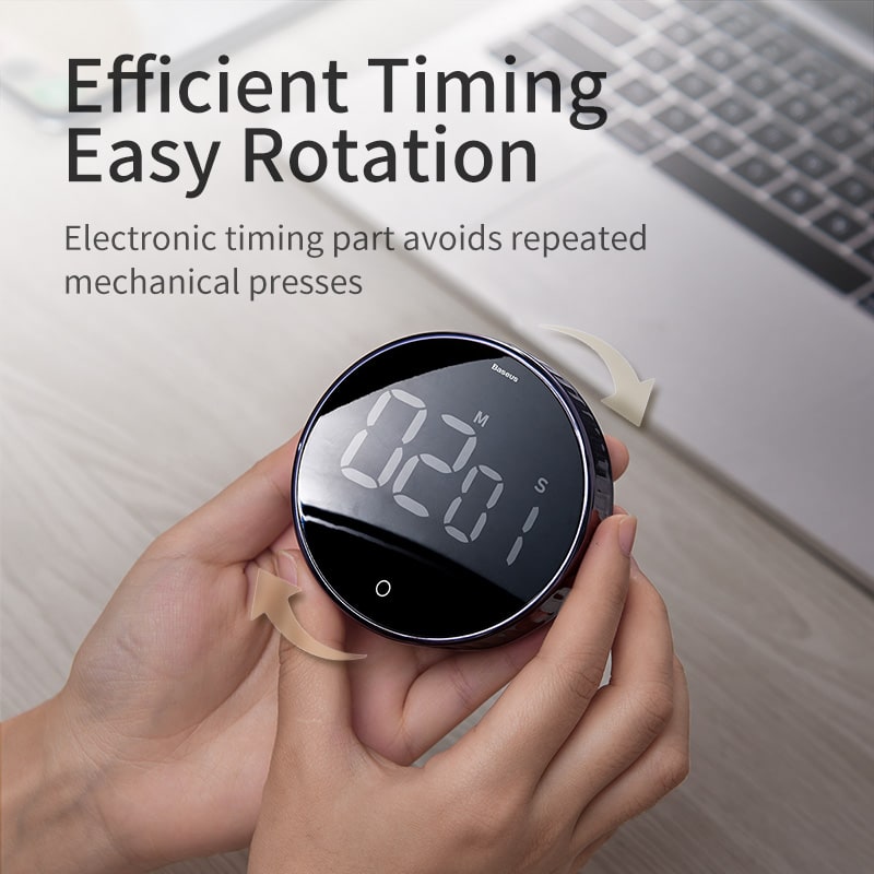 10 Minute Clock Timer with 30 Countdown Digital Kitchen with Magnetic Back and Rotating Bezel