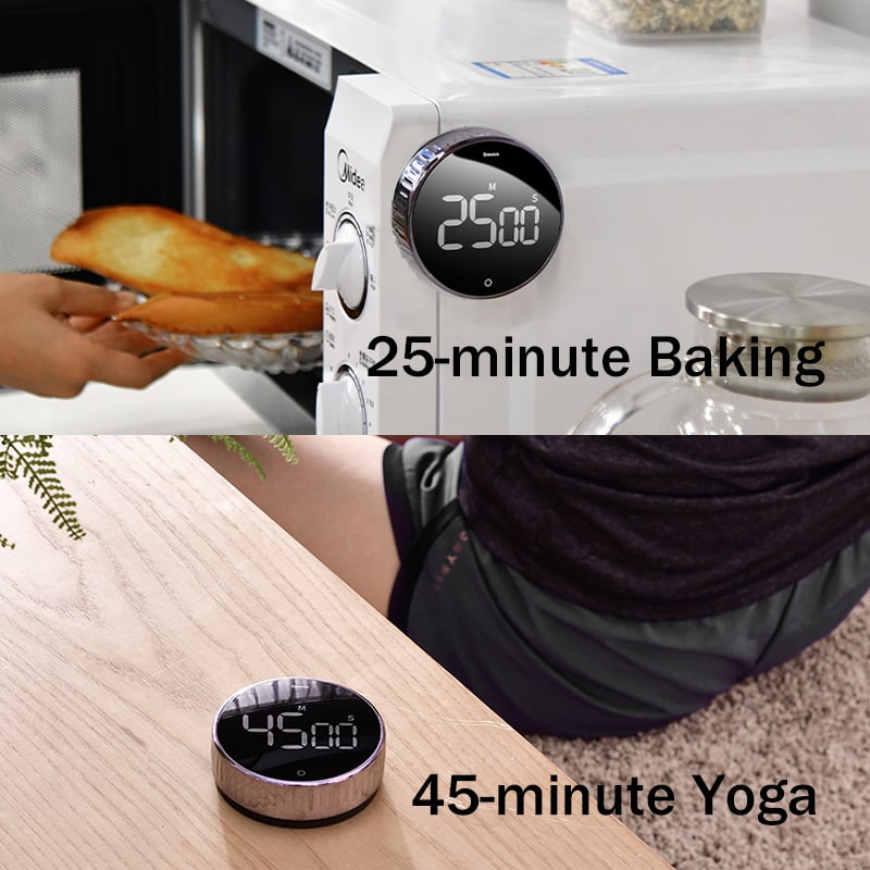 10 Minute Clock Timer with 30 Countdown Digital Kitchen with Magnetic Back and Rotating Bezel