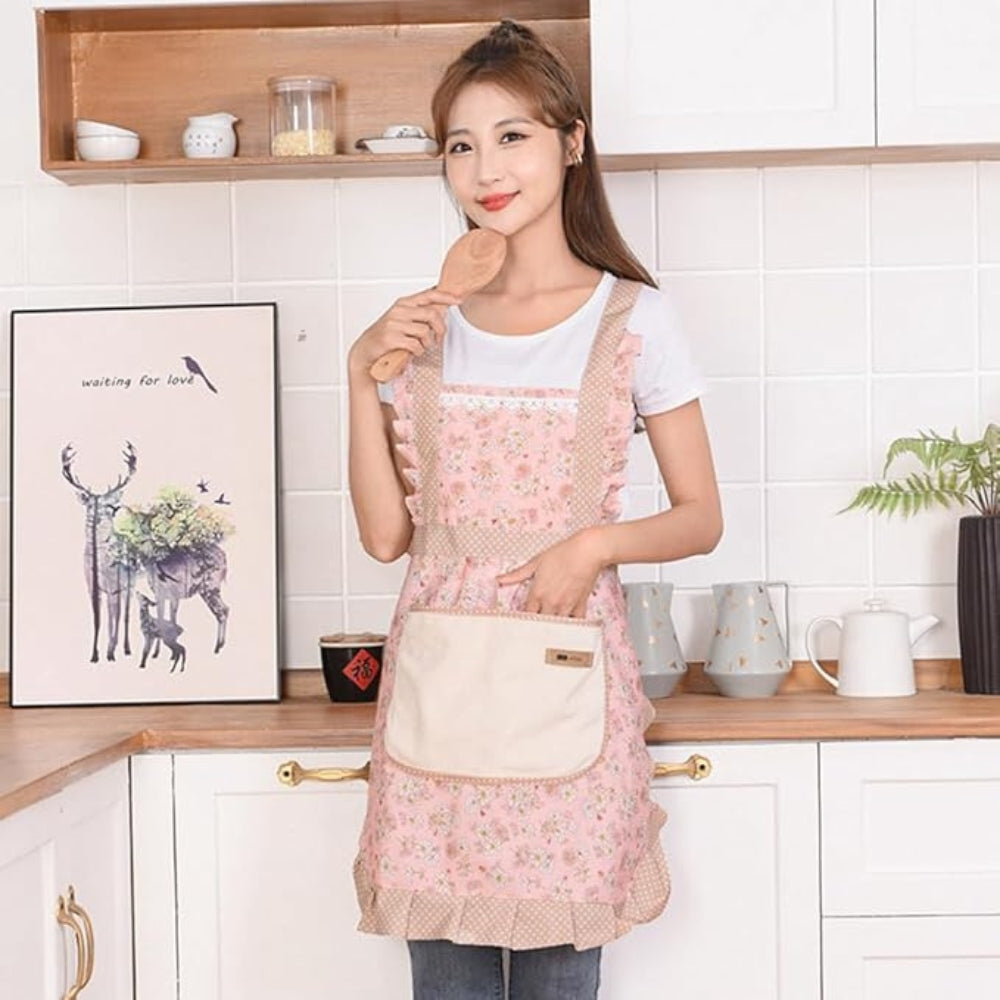 Stylish Cooking Apron Elegant Floral Design for Home & Restaurant