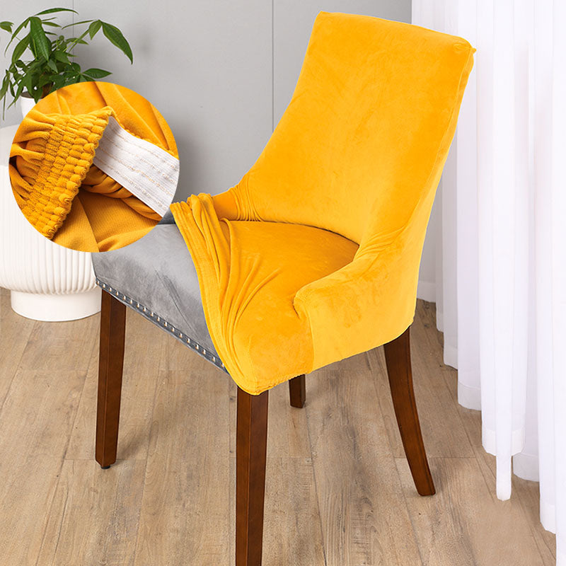 Velvet Stretch Armless Wingback Chair Cover Slipcover
