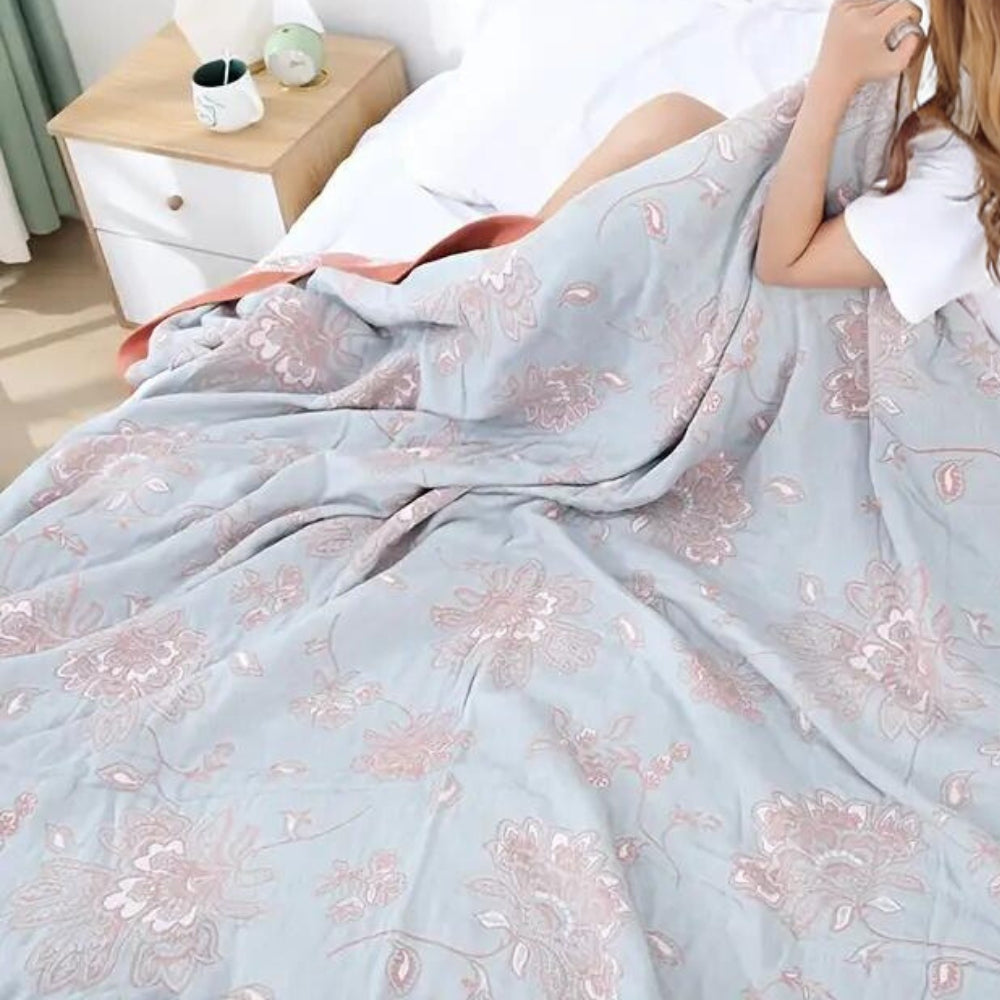 Elegant Floral Blanket Breathable All‑Season Home Comfort Cover