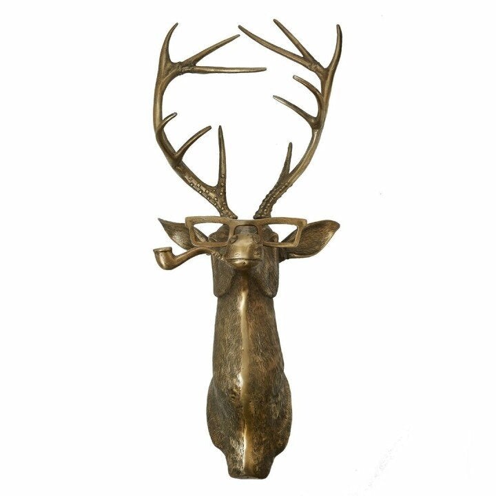 Decorative Deer Head Sculpture Rustic Textured Antler Wall Piece