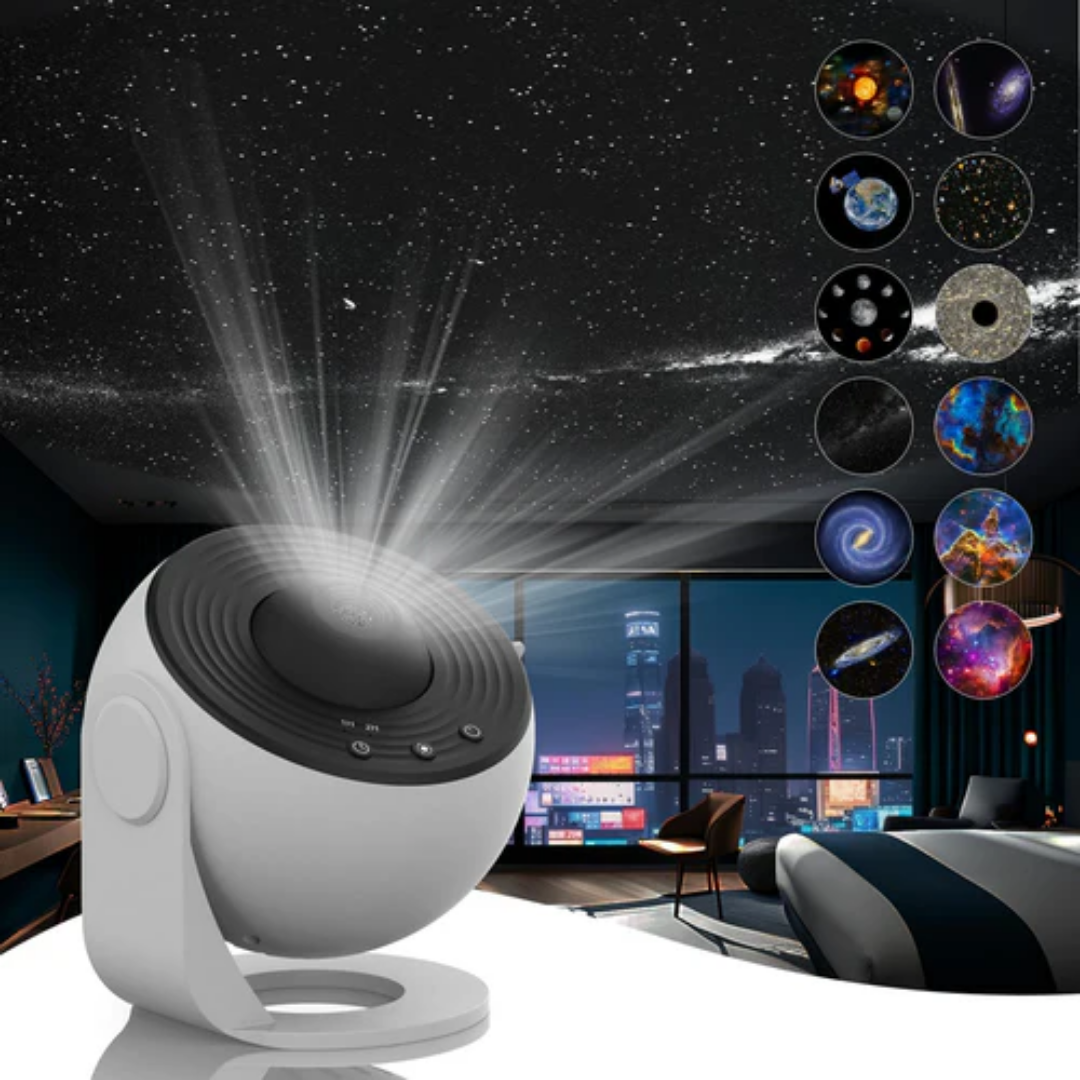 Galaxy Star Projector Light with 360° Rotation and Scene Discs