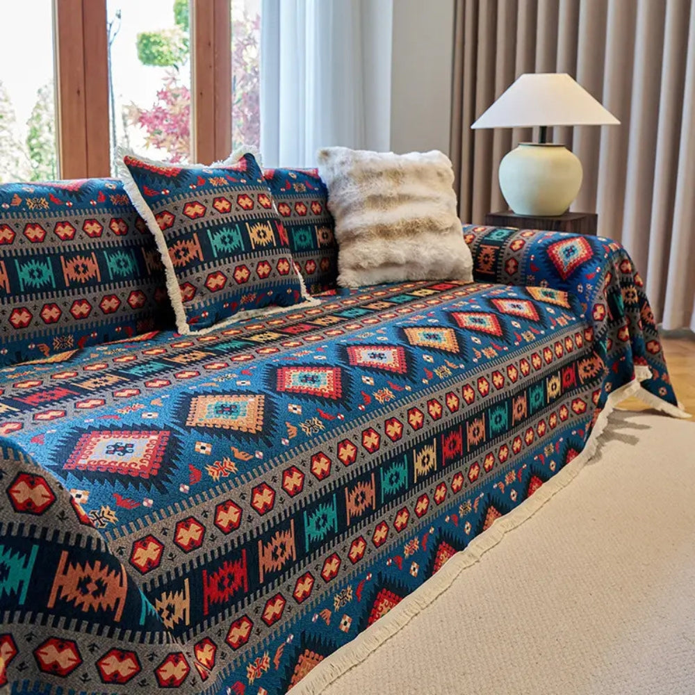 Stylish Boho Sofa Throw Dustproof Washable Geometric Design