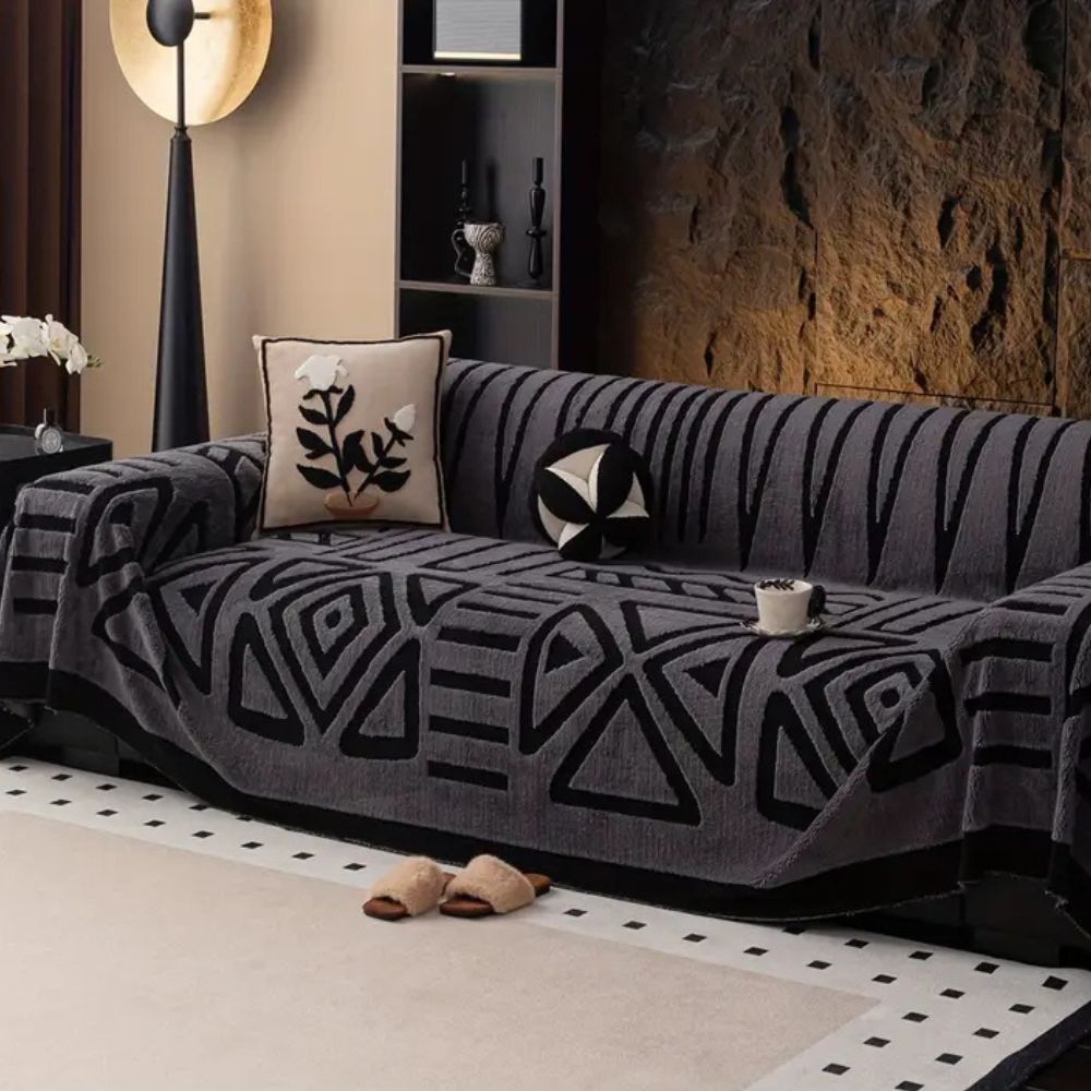 Stylish Maze Design Couch Cover Washable & Durable Protection