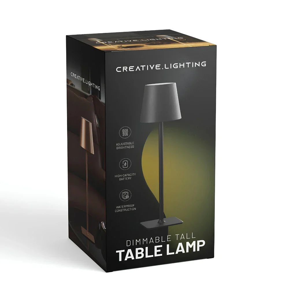 Tall Dimmable Table Lamp Touch‑Control Rechargeable LED Light