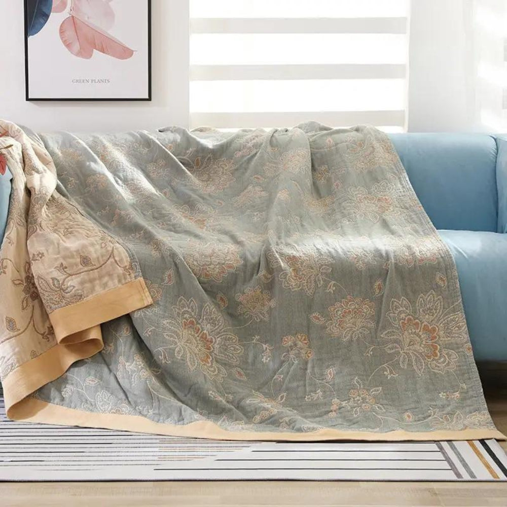 Elegant Floral Blanket Breathable All‑Season Home Comfort Cover