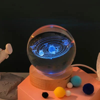 3D Solar System Crystal Ball - Galaxy Glass Globe, Astronomical Decor, Photo Accessories, Unique Birthday Gift