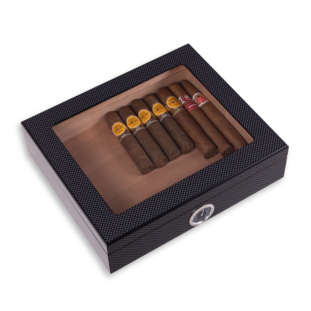 Desktop Cigar Storage Case with Hygrometer and Viewing Lid