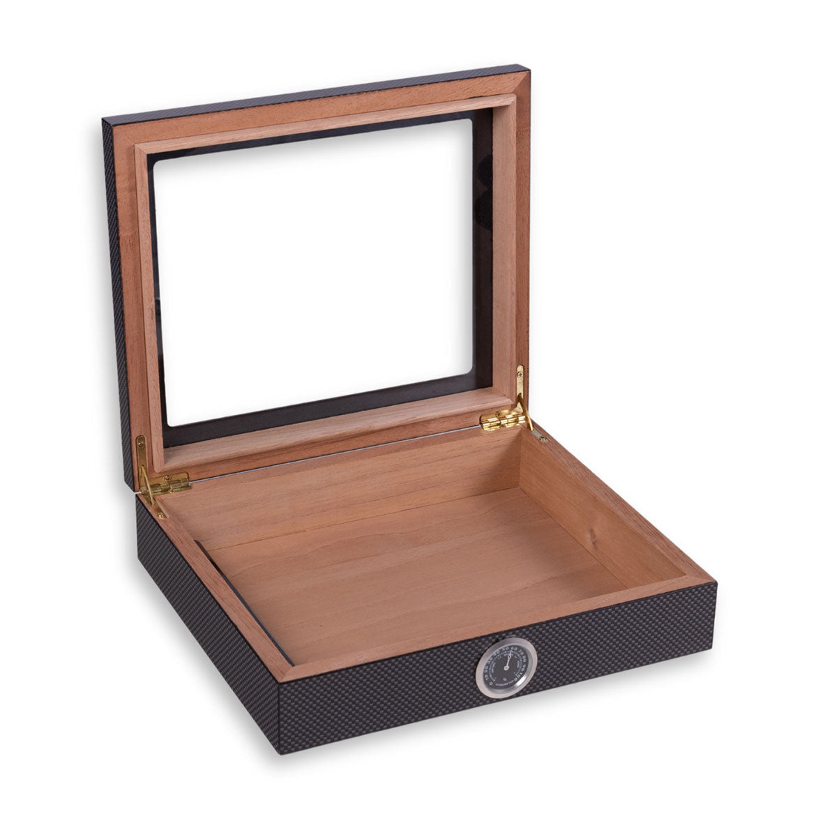 Desktop Cigar Storage Case with Hygrometer and Viewing Lid