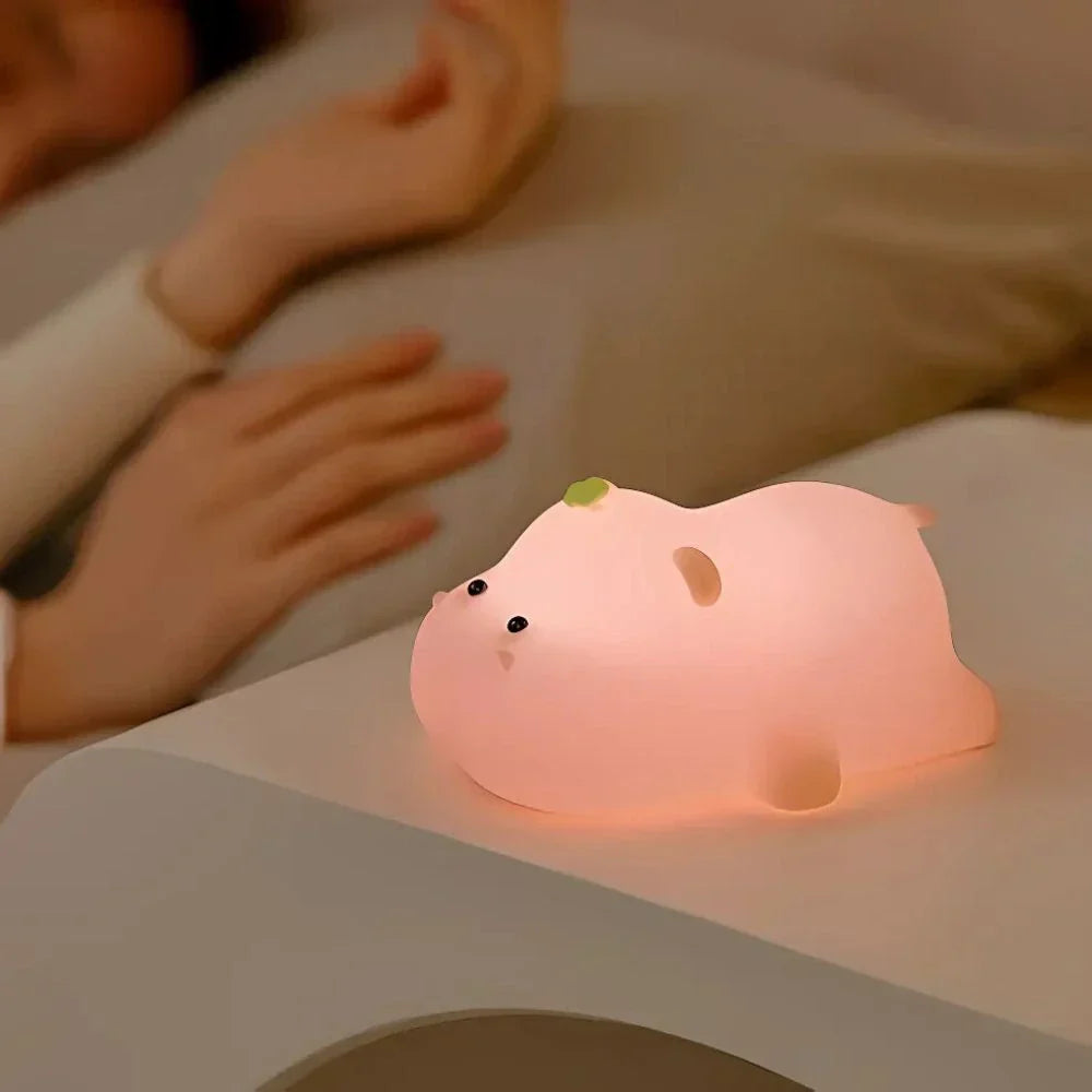 Cute Character Bedside Night Light Touch Control Rechargeable Lamp