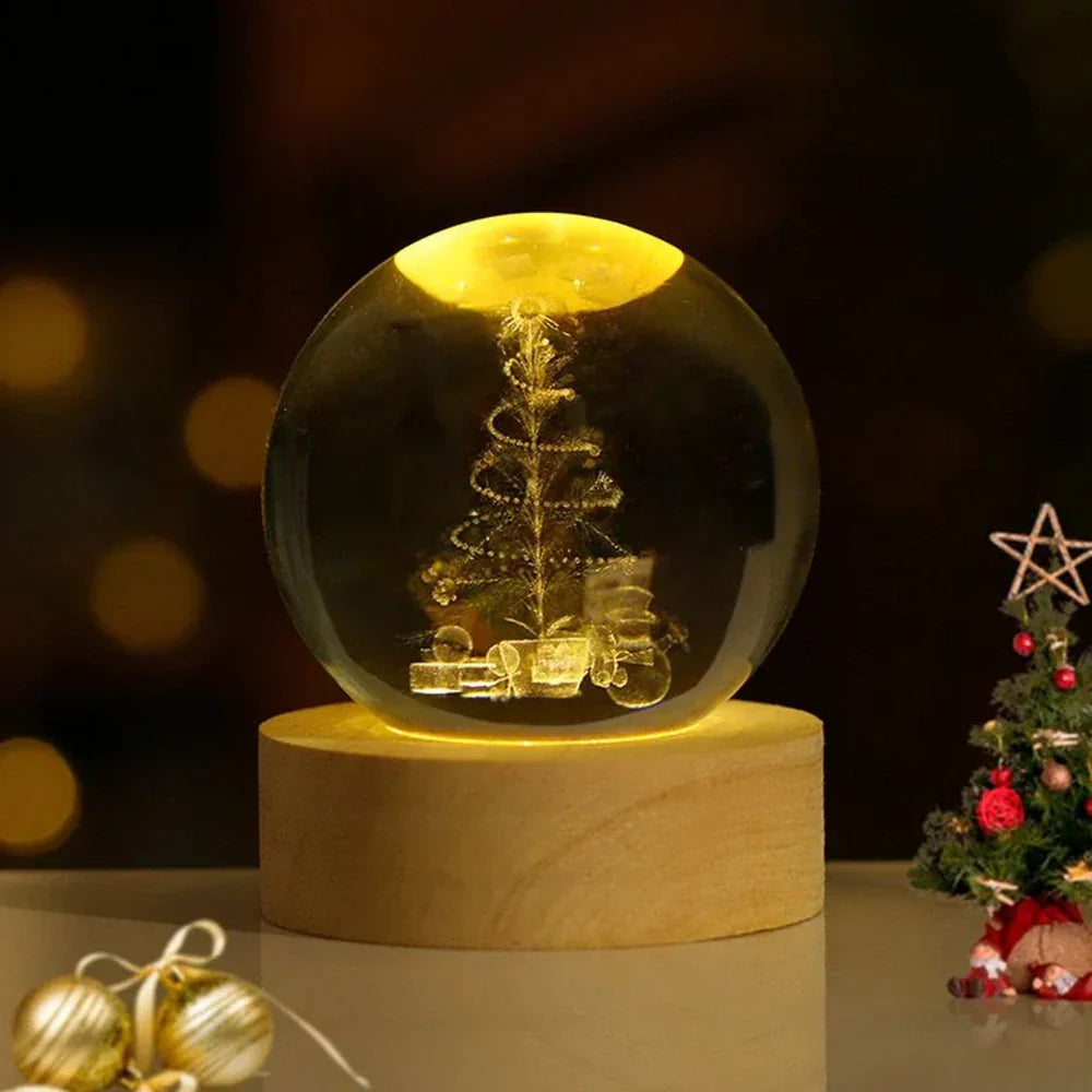 LED Crystal Sphere Night Light Cosmic 3D Planet Display