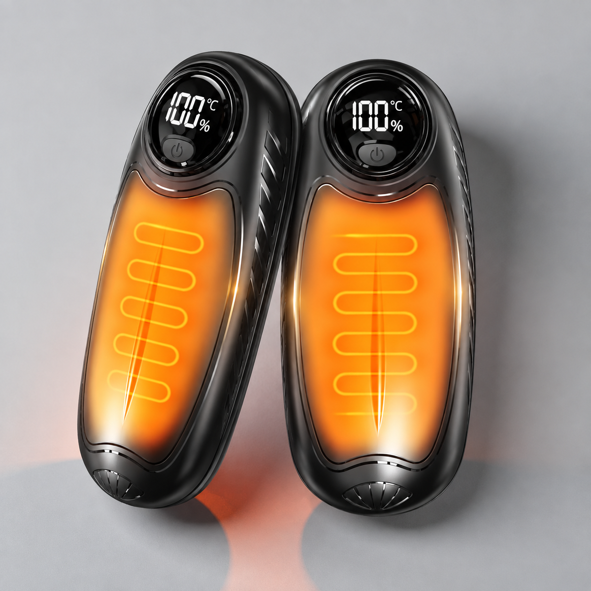 Rechargeable Electric Hand Warmers with LED Display Reusable Portable Pocket Heater Set of 2