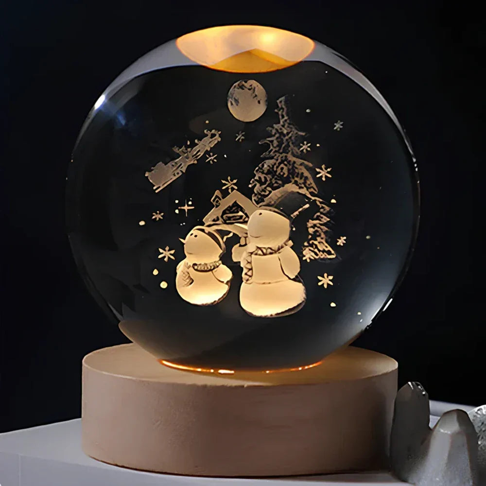LED Crystal Sphere Night Light Cosmic 3D Planet Display