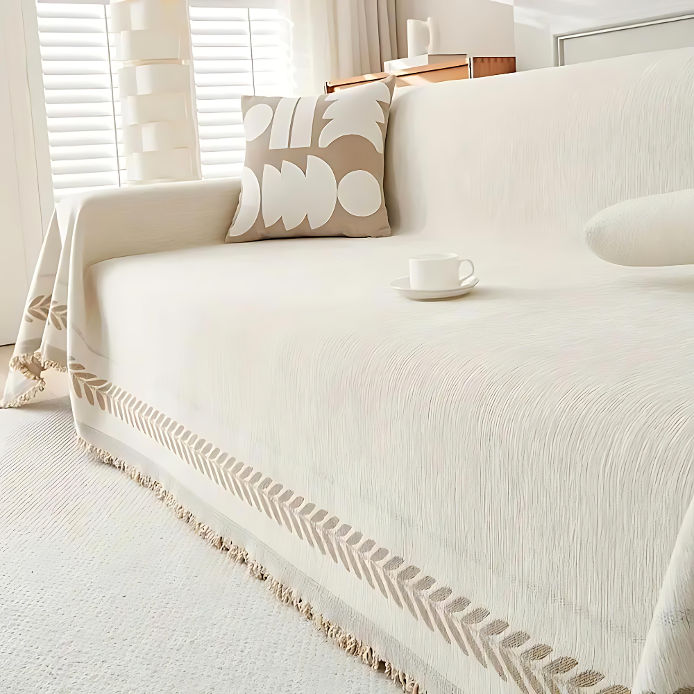 Serene Oasis Sofa Protector Rustic Tassel Couch Cover