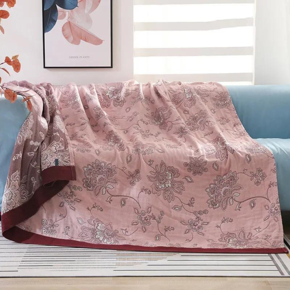 Elegant Floral Blanket Breathable All‑Season Home Comfort Cover