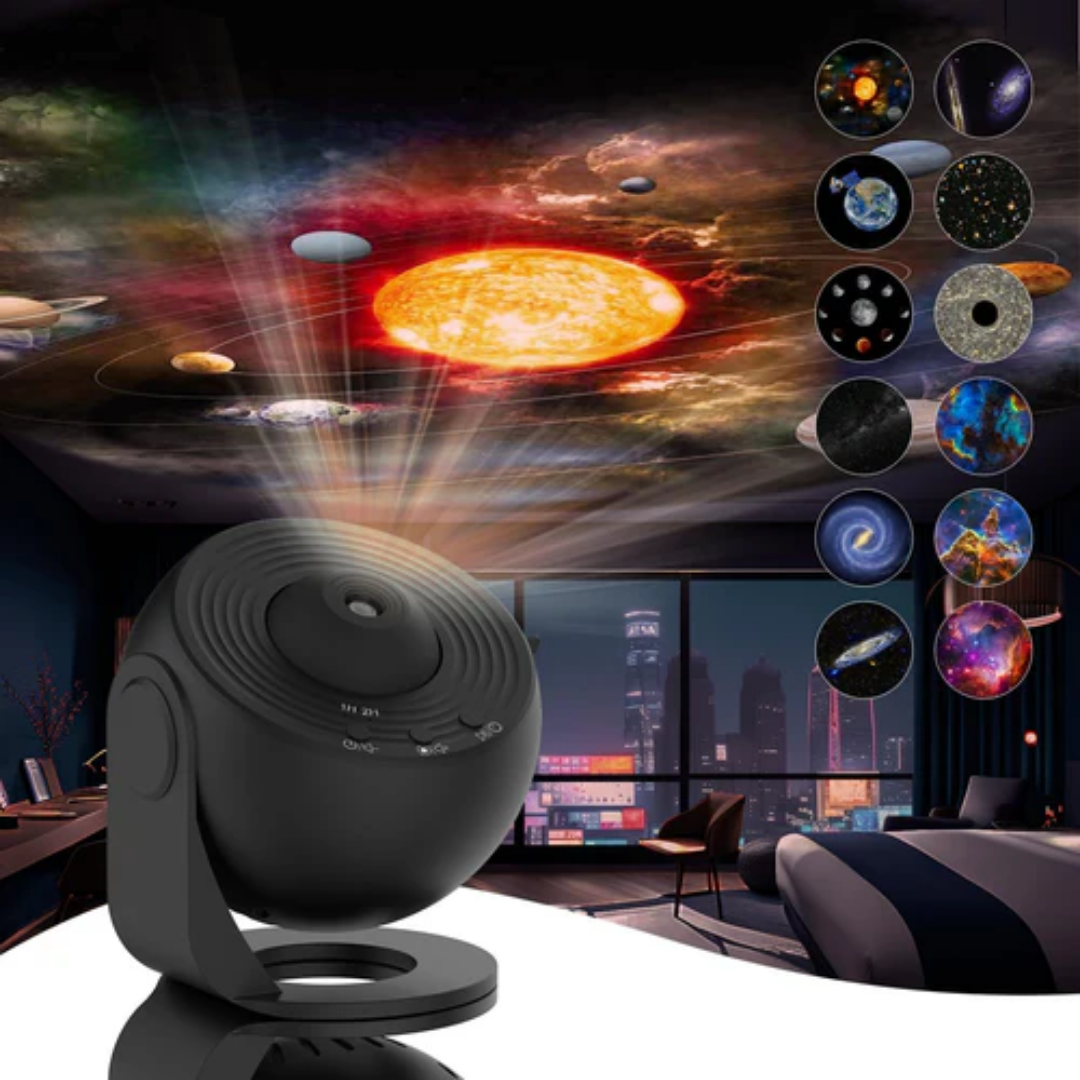 Galaxy Star Projector Light with 360° Rotation and Scene Discs