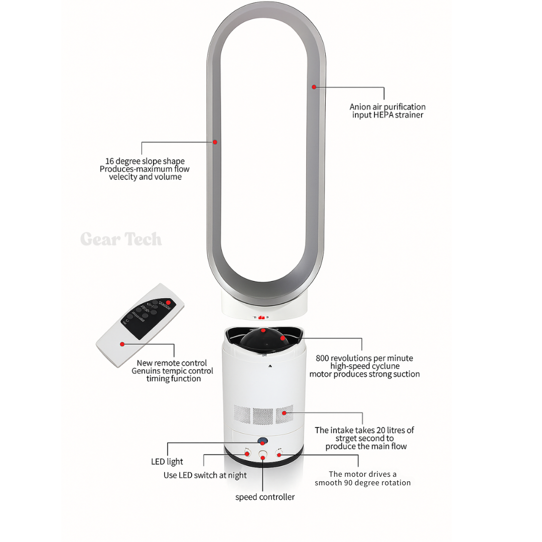 Safe & Stylish Bladeless Fan for Home Comfort