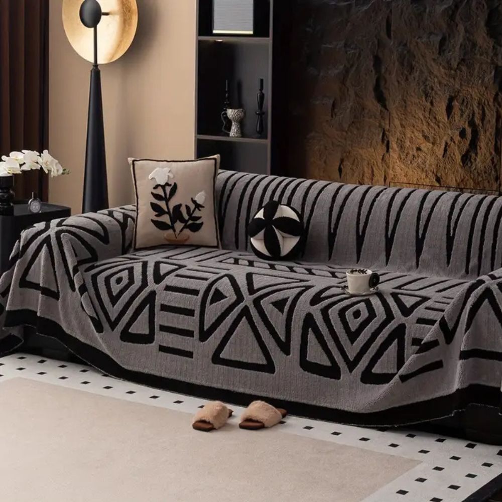 Stylish Maze Design Couch Cover Washable & Durable Protection
