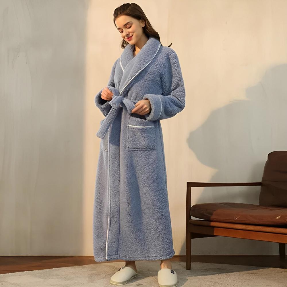 Elegant Lounge Robe with Waist Tie Closure