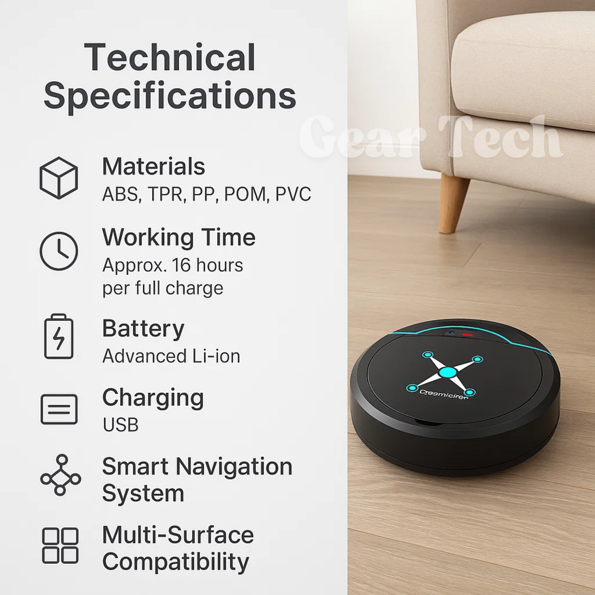 Smart Robot Vacuum Cleaner Automatic Multi-Function Cleaning