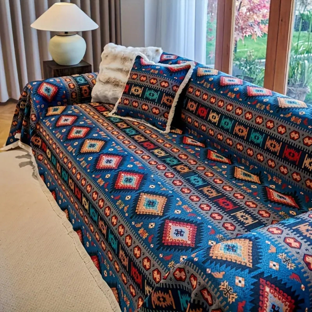 Stylish Boho Sofa Throw Dustproof Washable Geometric Design