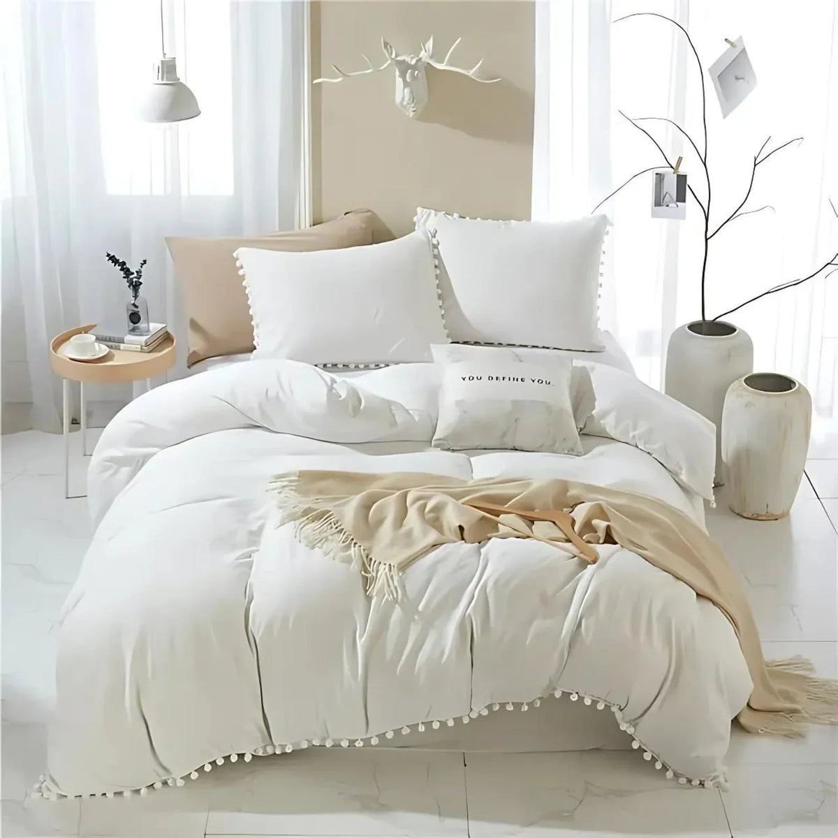 Decorative Quilt Cover Set Anna Pompom Style