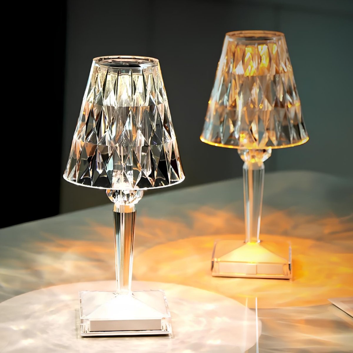 Elegant Crystal Accent Lamp Dimmable Rechargeable Lighting for Home