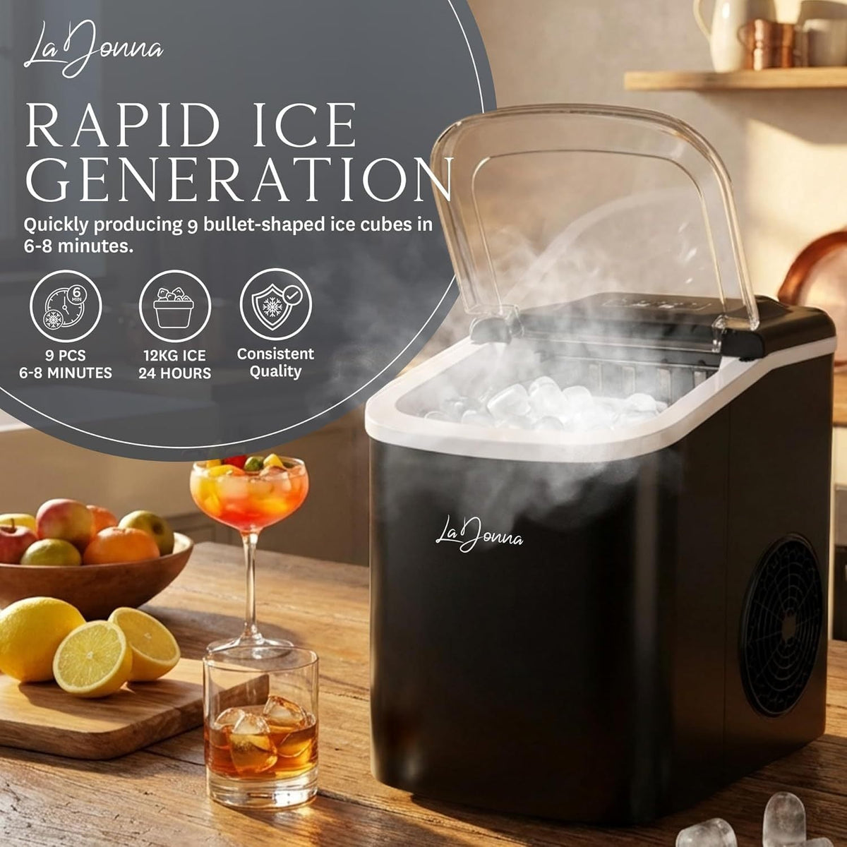 Portable Ice Maker Machine with Self-Cleaning & Dual Ice Sizes