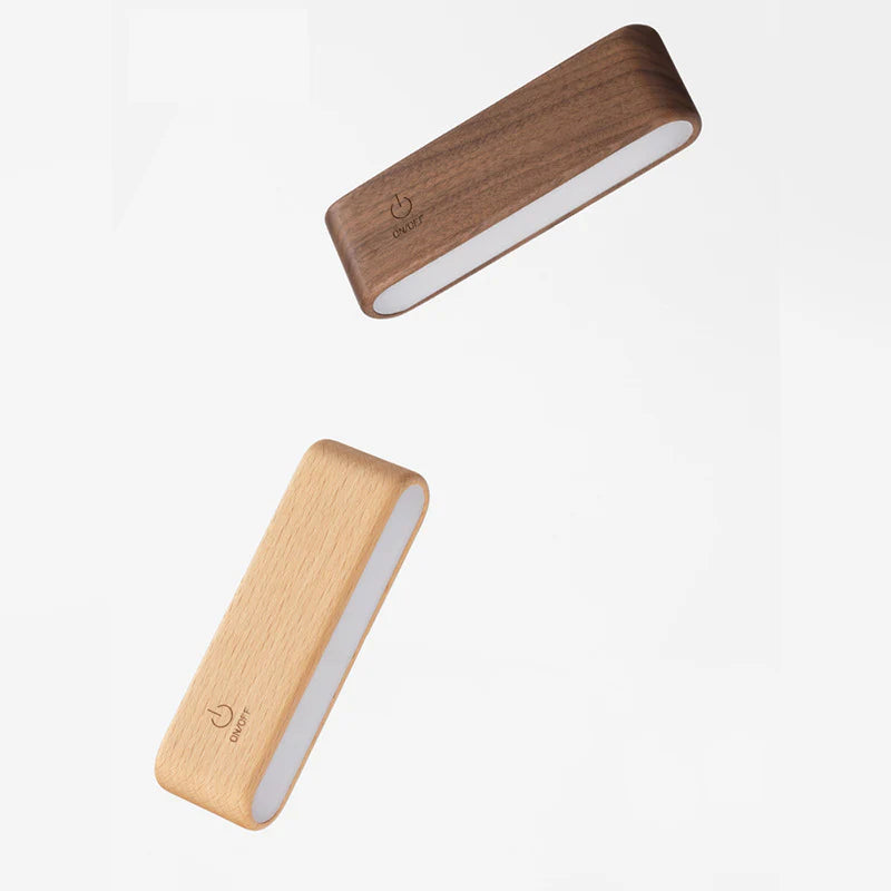 Solid Walnut/Elm Magnetic Wall Lamp with 360° Rotation & Rechargeable Battery