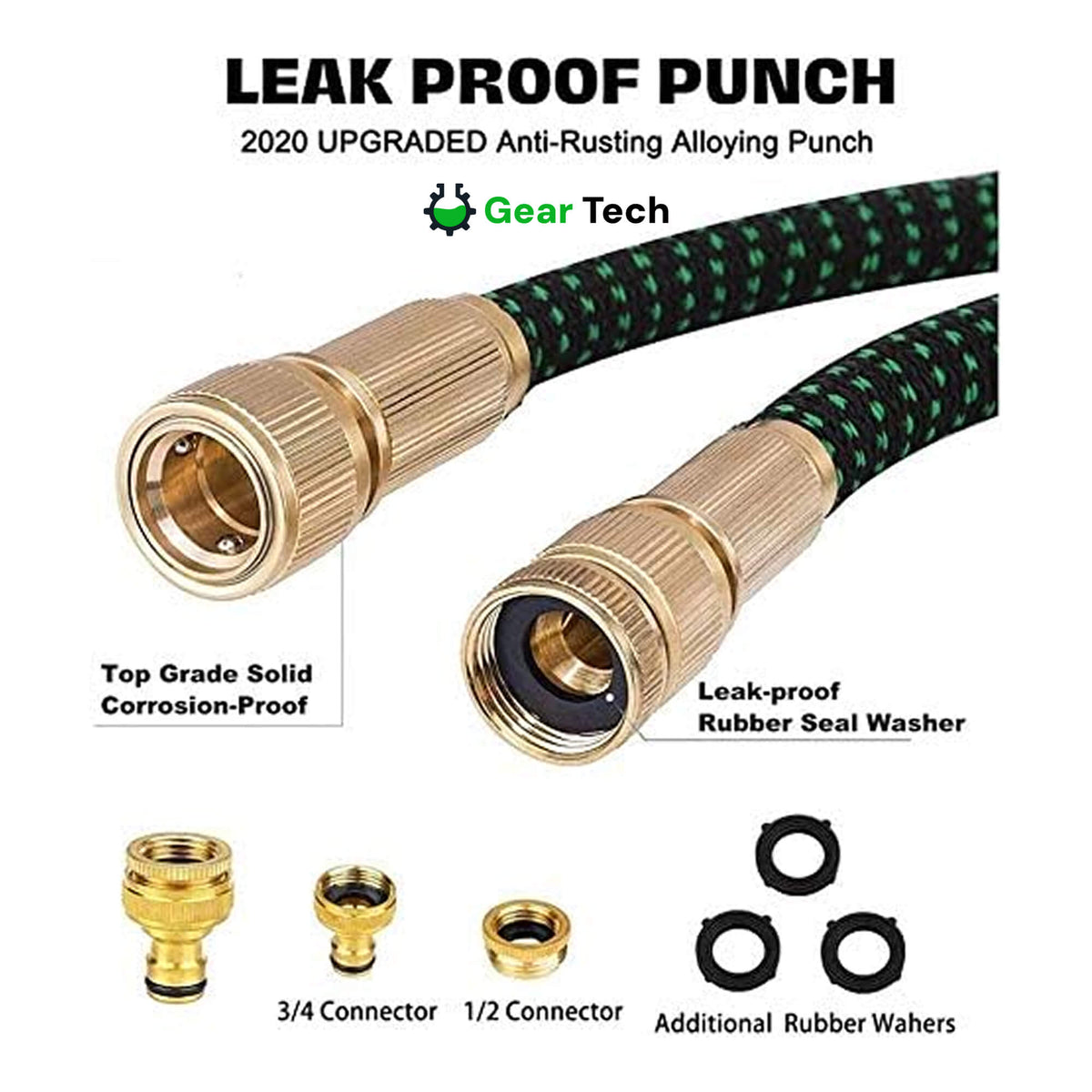 Expandable Garden Hose with 8‑Mode Spray Nozzle Leak‑Proof & Anti‑Kink
